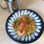 Shrimp peperoncino Karasumi style