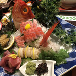 稲取銀水荘 - ある日の金目鯛のお刺身盛り合わせ♪