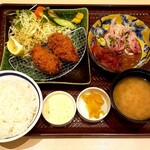 築地食堂源ちゃん - カキフライと胡麻カンパチ定食