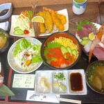 Osakanaya Kitaisan - 四季彩丼1500円税抜き＋ぷちふらい500円税抜き