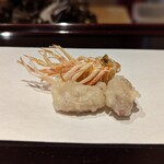 天ぷら たけうち - 車海老と茹でた落花生