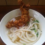 手打うどん 松岡 - ゲソ天を乗せてみた。