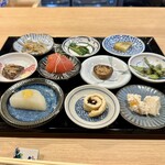 梅田 鮨処いこう - 前菜の小皿10皿