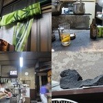庚申酒場 - 新しい暖簾/卓上/あじのある店内/伊豆大島の熔岩