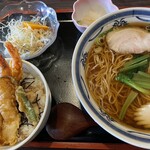 矢嶋食堂 - ランチセット（ラーメン・天丼）