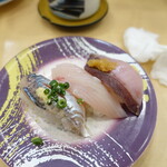 回転寿司 北條 - 地魚３貫（430円）