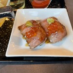 Yamagata Gyuu Suteki Ando Yakiniku Kakashi - 肉寿司　イクラはなくてもいいかな。でも確かに美味しい。