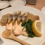魚の店 オカモ倶楽部 - ナマアジフライ　提供されたら早めに食べてください。