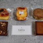 Cuisson Lucca - 左上：ハートのケーク、真ん中：クマのマドレーヌ、右上：ガレット ブルトンヌ、左下：フィナンシェショコラ、右下：フィナンシェ