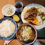 そば処 とう庵 - 生姜焼き定食(850円)です。