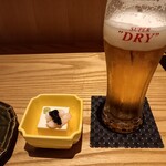 Shigeharu - 生ビール、お通し