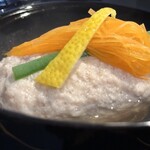 割烹 新多久 - 村上の郷土料理卵皮煮（鮭の真薯)