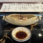 割烹 新多久 - 達筆過ぎる献立とのど黒１キロ炭炙り