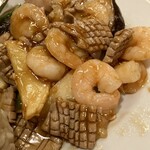 蓬莱閣 - 海老と豚豆炒め