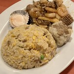 蓬莱閣 - チャーハンセット1080円(ア)海老と豚豆炒め