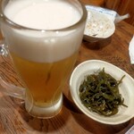 和来路 - ビール＆お通し(昆布)