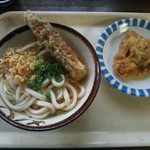 にしばた製麺 - かけ小（チクワ天）＆とり天