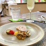 パスト エ カフェ 幸庵 - ●前菜1
      ロースハム風　インボルティーニ
      モンテ風ピクルス
      舞茸素揚げのオリーブソースマリネ