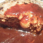 駿河 - 2013.11.5  モッツァレラチーズプレミアムハンバーグ　断面☆　ジューシー☆☆