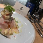 Brasserie vie - 宮城県　サワラのカルパッチョ　林檎ととんぶりのソース