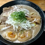 魔界ラーメン 月光 - 真ブタカツオラーメン（肉増し＋煮卵）1150円