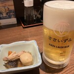 Sasaizumi - 生ビール お通し
