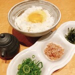 TKG eaten with sweet soy sauce for horse sashimi