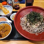 Kinkatsu Sobagumi - 麻辣金胡麻肉つけ蕎麦 トッピング名前、鶏天、揚げ玉ネギ