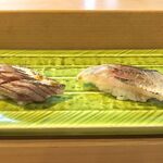 駒寿し - カツオ腹身、カマス（炙り）