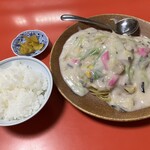 絹笠食堂 - 皿うどん太麺 小ライス