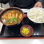 赤丸食堂 - カツカレーうどんとご飯大盛り