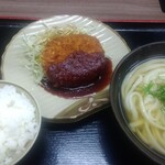 人力うどん - メンチカツうどんセット　７５０円