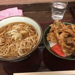 船堀そば 文殊 - そば定食（かけそばとミニ天丼　600円)