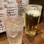 炭火焼とり えんや 難波店 - ビールとだいやめソーダ割り