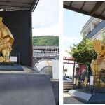 信玄館 - 黄金色の信玄像は自分の墓所(景林寺)を見ている。信玄館(山梨県甲州市)TMGP撮影