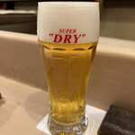 うを徳 - アサヒ生ビールとグラス白ワインで乾杯