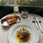 ル ジタン - ランチコース (2500円) ／ 前菜(米なすと生ハムのサラダ仕立て)とバゲット