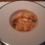 ふくの季 - 20回目ラングスティーヌ・水牛モッツァレラ・フランスホワイトアスパラのトマト風味ジュレ