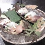 しのはら - お造り（のどくろの炙り、まぐろ、かれい、赤貝）