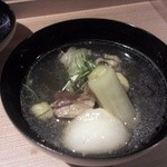 しのはら - すっぽんと近江鶏とおもち、ねぎのお吸い物