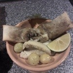 しのはら - 松茸とふかひれの春巻き、あわびの揚げ物、銀杏