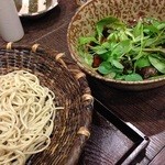 福助 - 鴨汁せいろ＠汁にはルッコラやクレソンがいっぱい