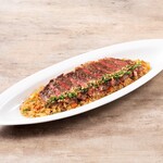 Steak garlic pilaf