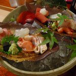 しのはら - 大トロ、愛媛のメイタガレイ、金沢ののどぐろ炙り、ゆりあげ赤貝、醤油ちり酢スダチ塩、塩昆布の煮こごり