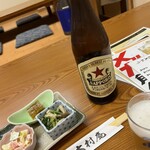 Oomura an - 突き出し、瓶ビール