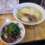 塩そば専門店 桑ばら - マグロの頬肉丼と塩かけそば定食