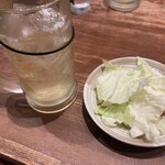 もつしげ - メガハイボール、お通し（食べ放題）