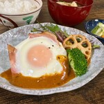 お食事処 だんらん日和 - 本日のランチ(\1,980) メイン：ベーコンエッグハンバーグ