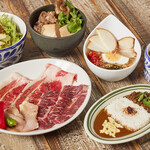 Yakiniku (Grilled meat) & KINTAN curry & chewy Cold Noodles set