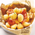 Assorted fried gnocchi and pancetta sausage